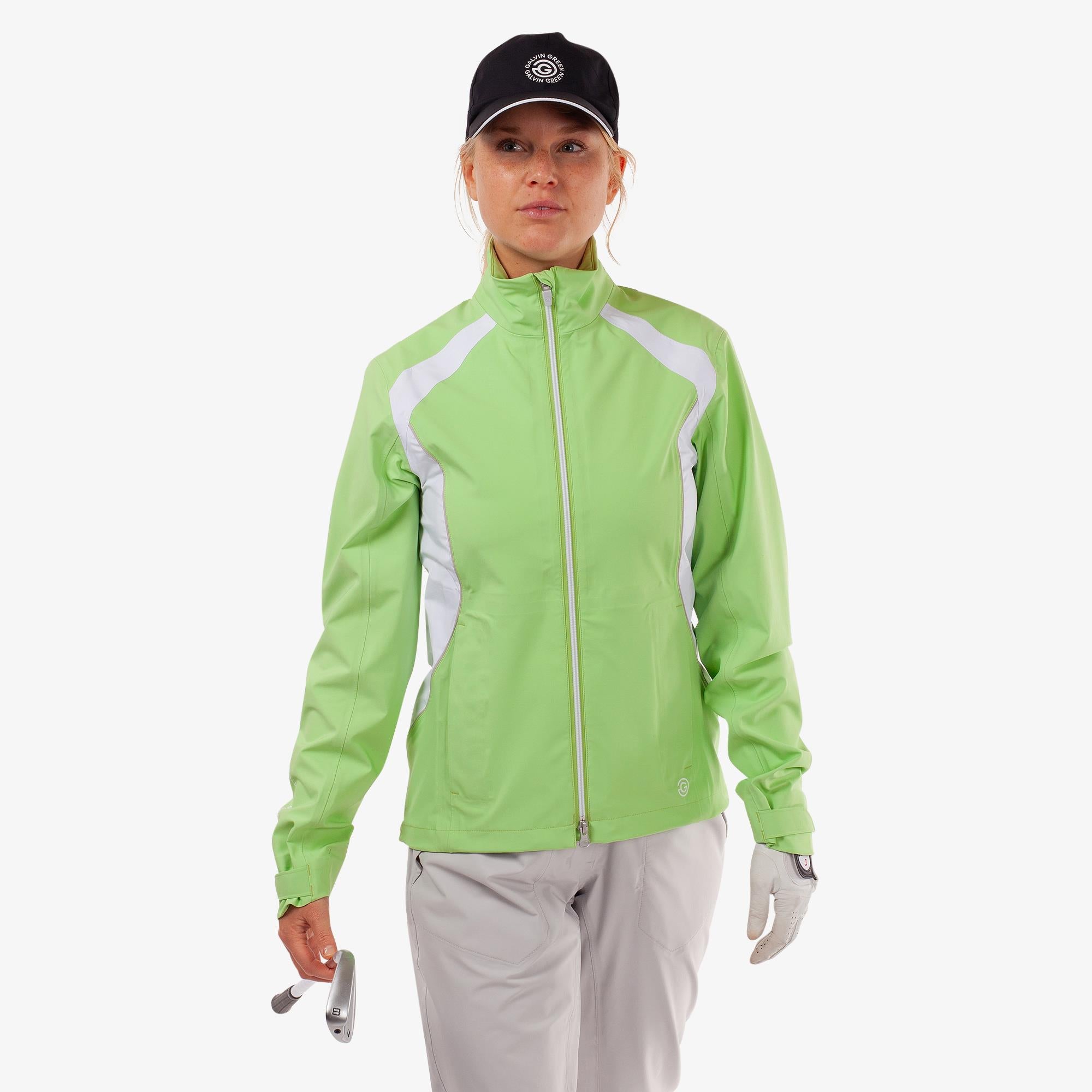Galvin Green Amy Dryvr Pertex Ladies Waterproof Golf Jacket Paradise Green/White